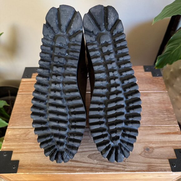 Jeffrey Campbell Tan Genuine Suede Leather Hiking Lug Sole Platform Wedge Boots - Picture 13 of 14